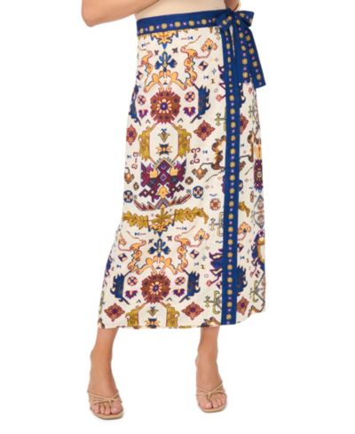 Vince Camuto Women's Printed Faux Wrap Midi Skirt