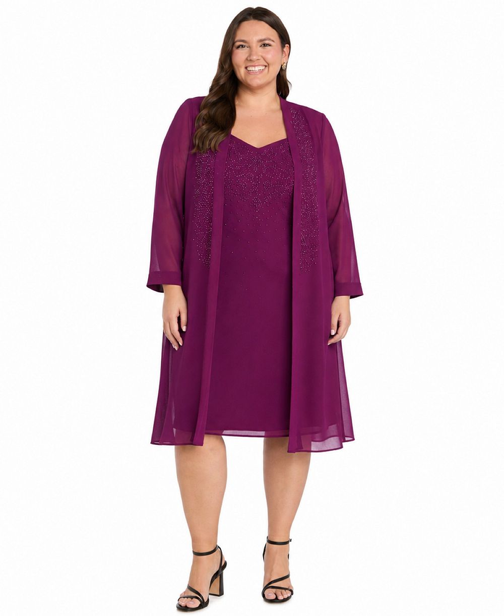 R & M Richards Plus Size Removable Jacket & Dress 2-Piece Set