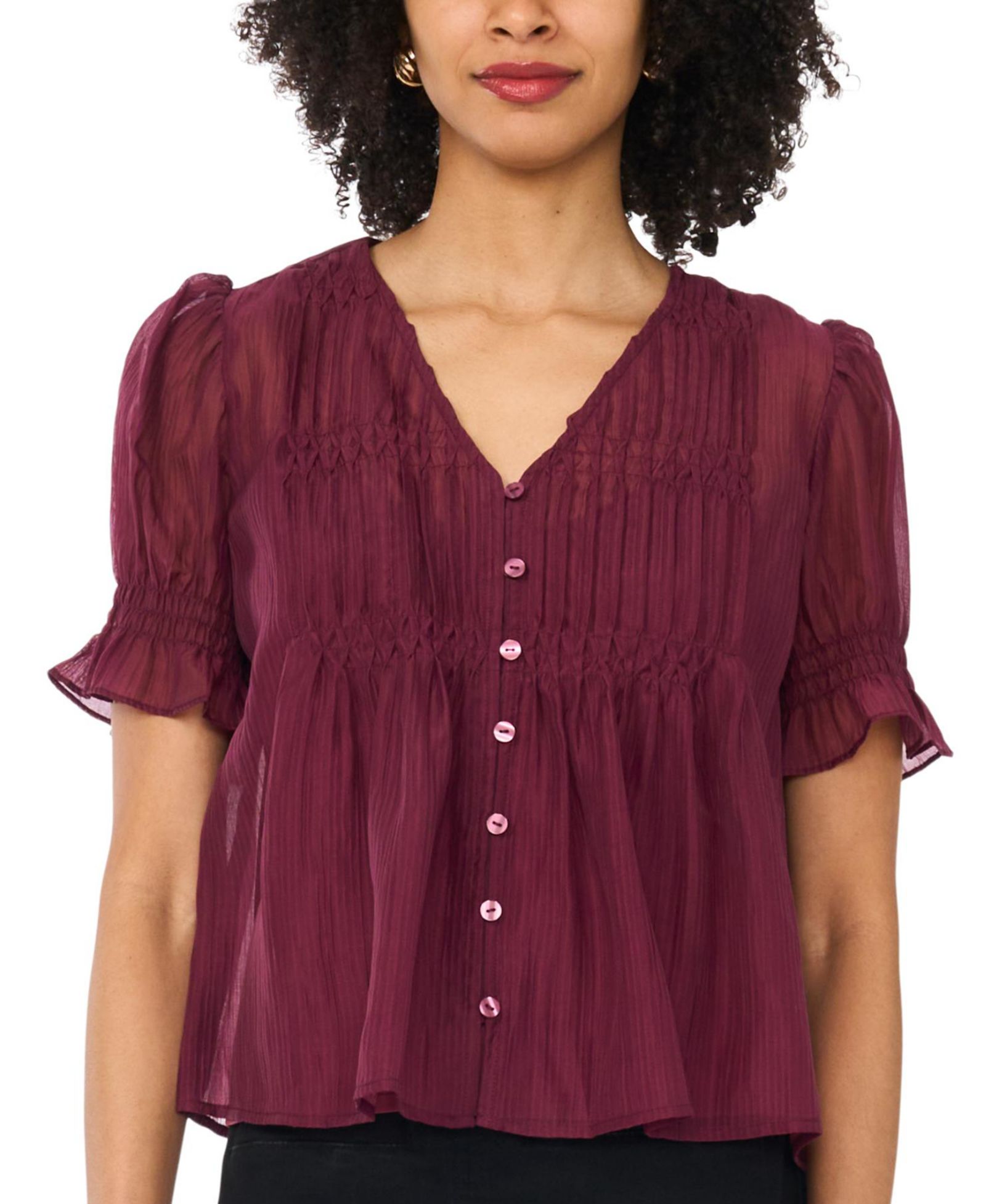 Vince Camuto Women's Pintuck Short-Sleeve Top