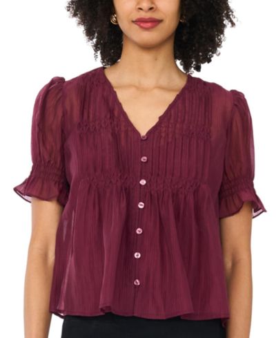 Vince Camuto Women's Pintuck Short-Sleeve Top