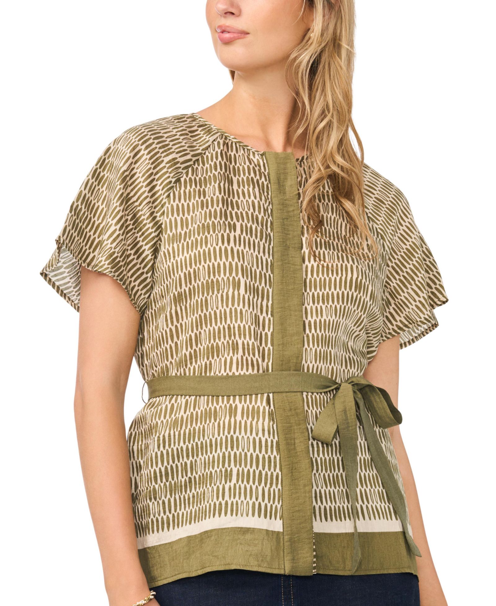 Vince Camuto Women's Flutter-Sleeve Belted Blouse