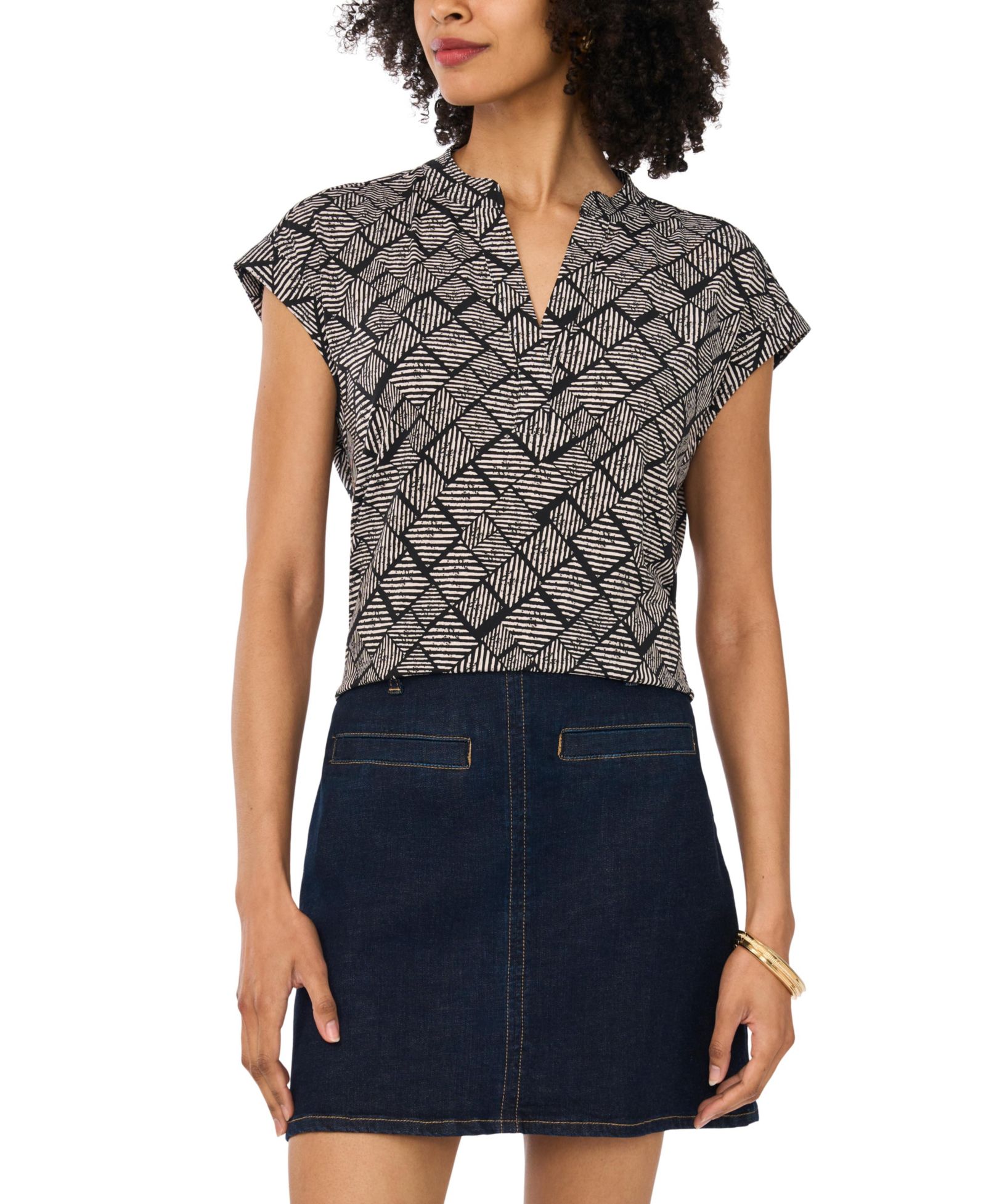 Vince Camuto Women's Printed Short-Sleeve Top
