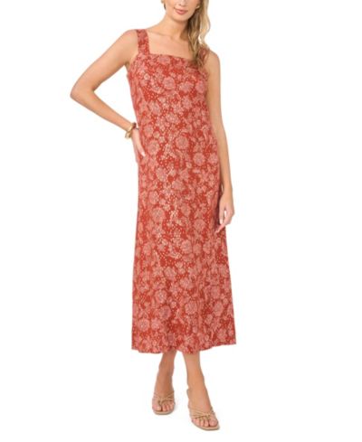 Vince Camuto Женское макси-платье с цветочным принтом, квадратным вырезом и smocked-back без рукавов