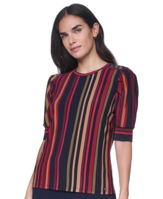 Женский топ Tommy Hilfiger в полоску с коротким рукавом