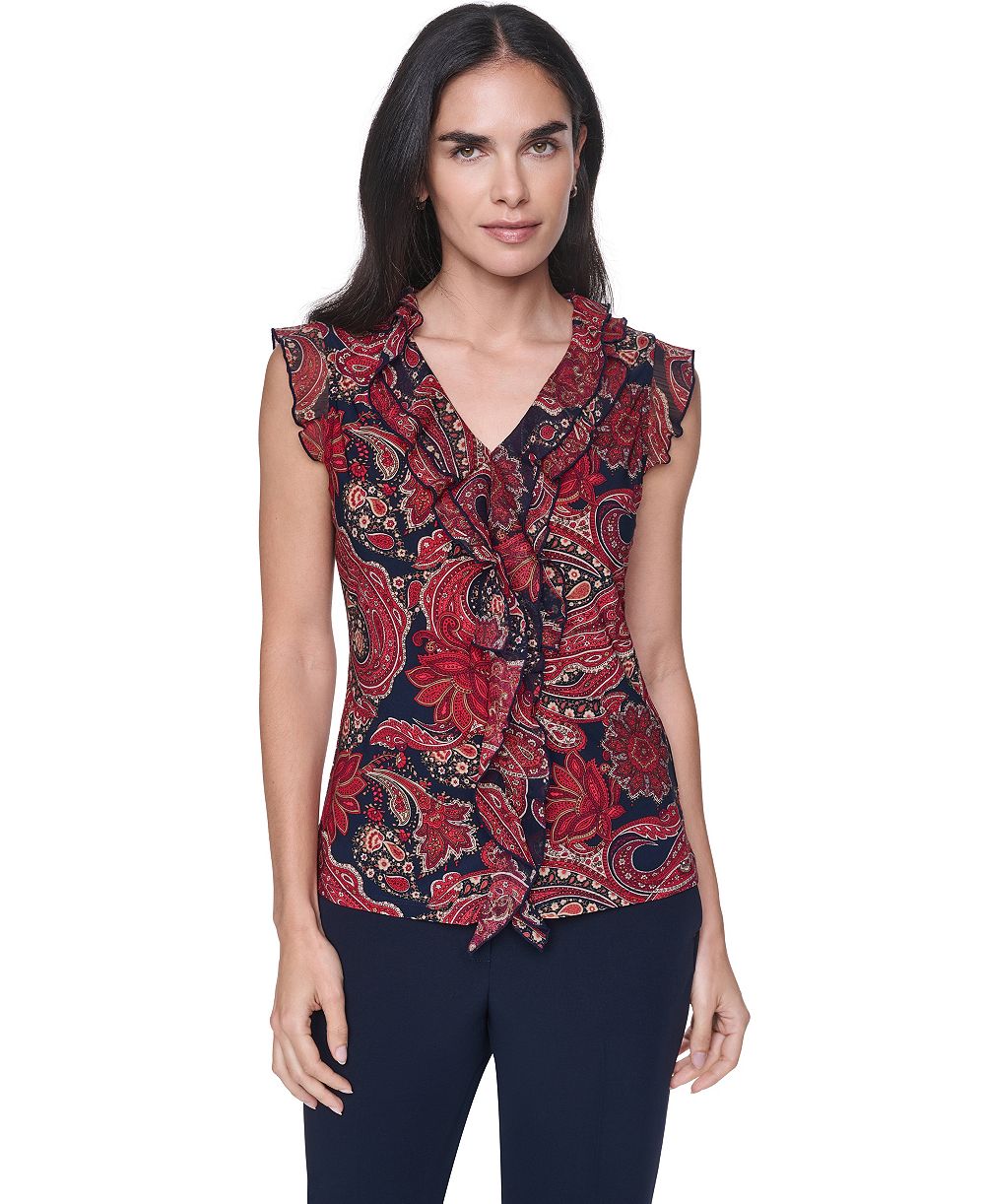 Женский топ Tommy Hilfiger Sleeveless Paisley V-Neck Ruffle