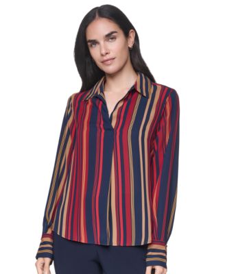 Tommy Hilfiger Женская блузка Tommy Hilfiger Long-Sleeve Striped Popover Blouse