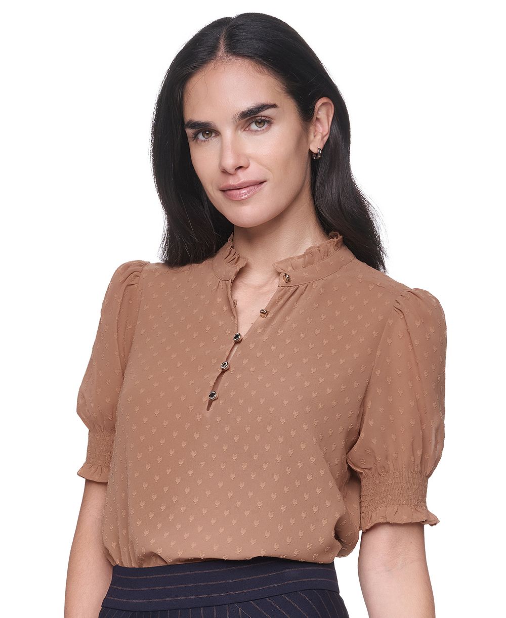 Tommy Hilfiger Women's Clip Dot Mock Neck Popover Top