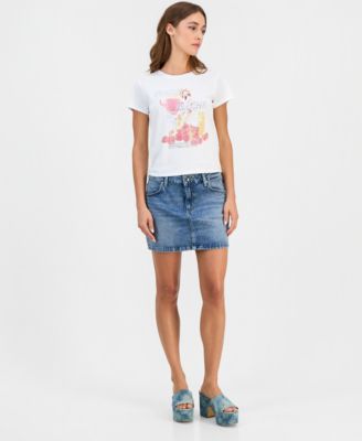 GUESS Women's Faith Stretch Denim Mini Skirt