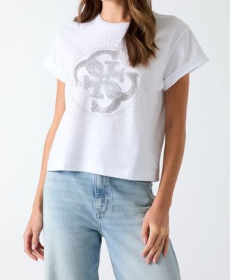 GUESS Women's 4G Degrade Hotfix Graphic Cotton T-Shirt