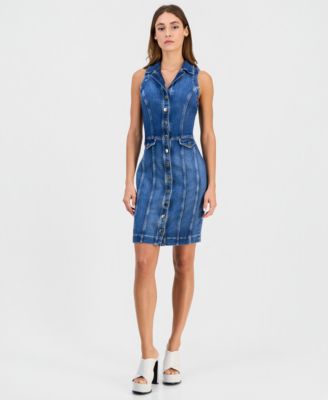 GUESS Women's Destiny Denim Button Front Dress