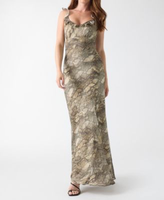 GUESS Women's Animal-Print Sweetheart Maxi Dress