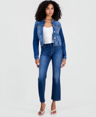 GUESS Women's Ivy Chain-Trim Denim Jacket