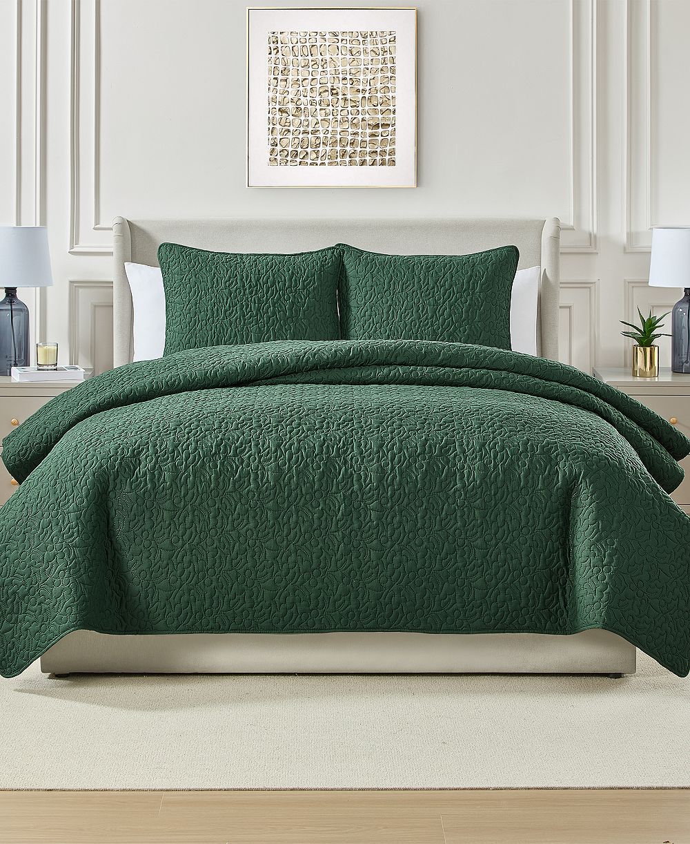 Seventh Studio Holly Pinsonic Quilted 3-Piece Quilt Set, Full/Queen