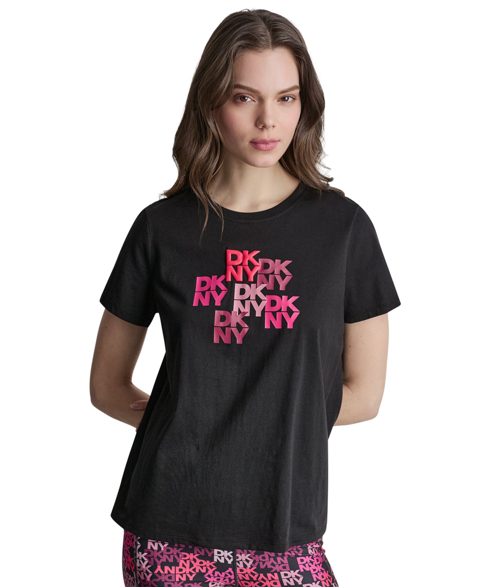 Женская футболка DKNY Sport Mixed Media Logo Crewneck