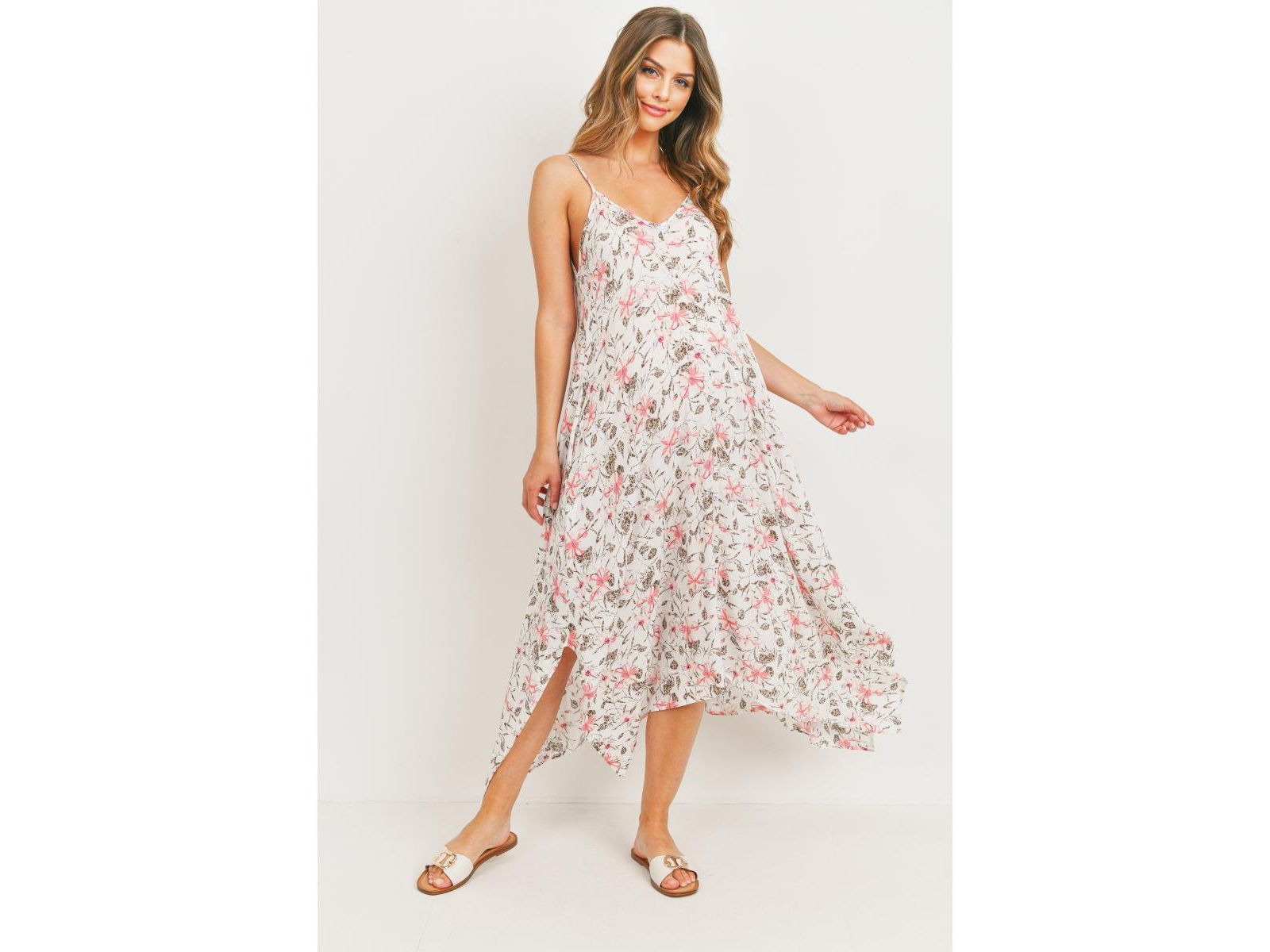 Женское платье миди Hello Miz Maternity Floral V-Neck Spaghetti Strap с карманами