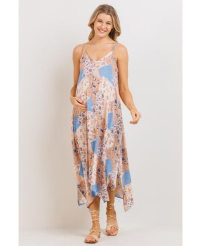 Hello Miz Women's Floral Midi Dress with Spaghetti Strap and Pockets