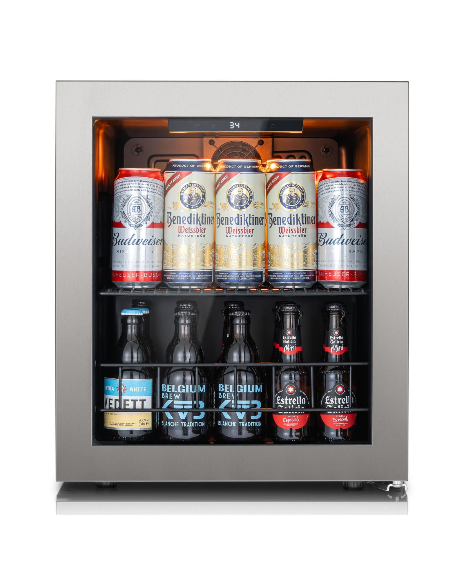 Ca'Lefort Beverage Refrigerator Cooler, 62 Can Mini Freestanding Beverage Fridge 3color LED with Glass Door for Home/Bar