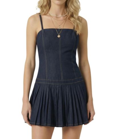 Modenaire Women's Ayesha Fitted Spaghetti Strap Pleated Mini Dress