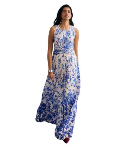 The Fold Women's Oria Floral Print Silk Maxi Dress