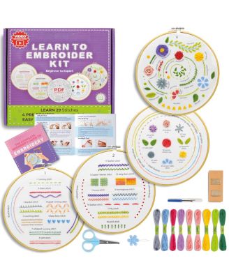 GNUADZ 4-piece Embroidery Kit 29 Stitches Beginners Patterns