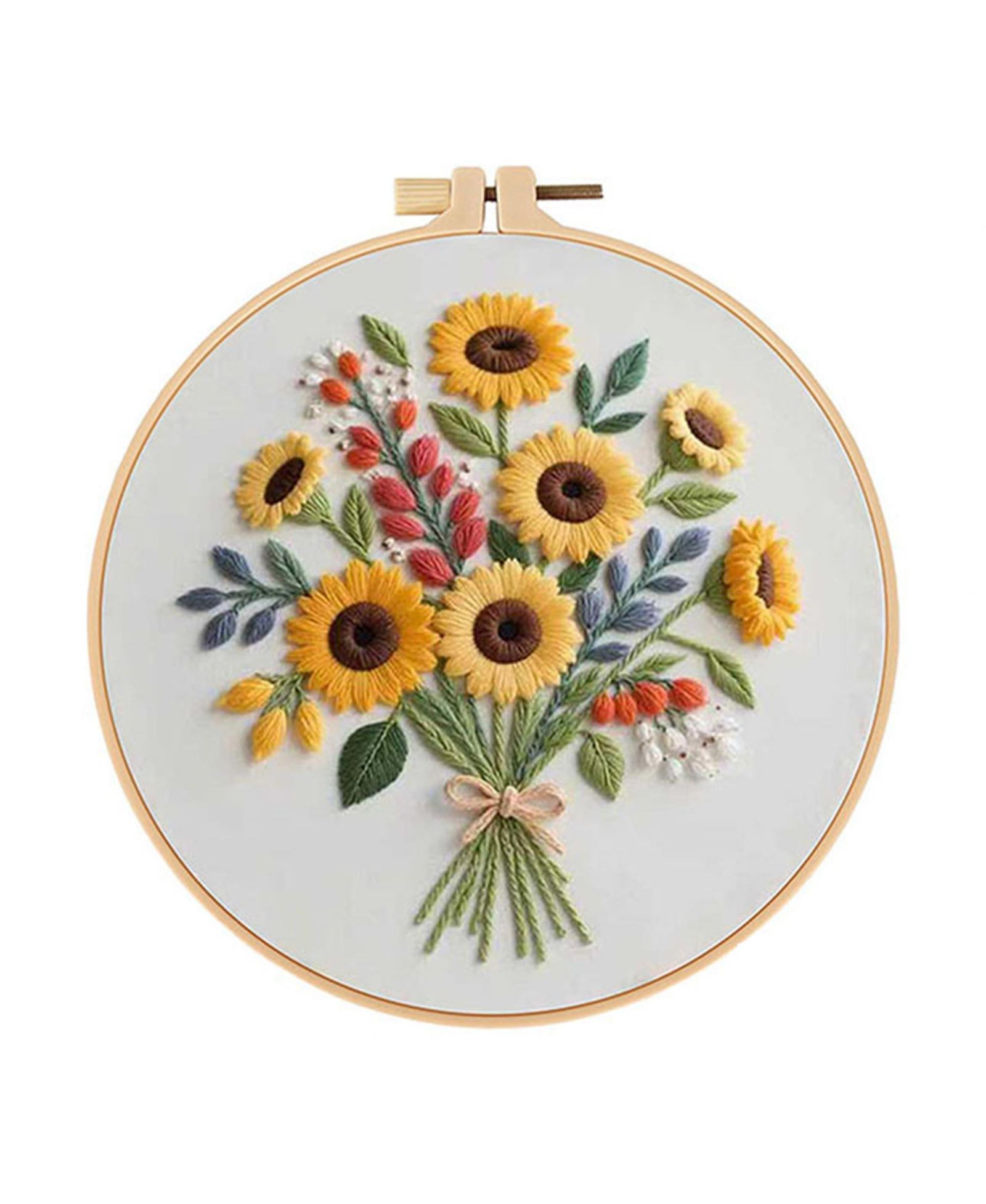 Набор для вышивания GNUADZ Sunflower Embroidery Kit DIY Cross Stitch Beginner Hoop