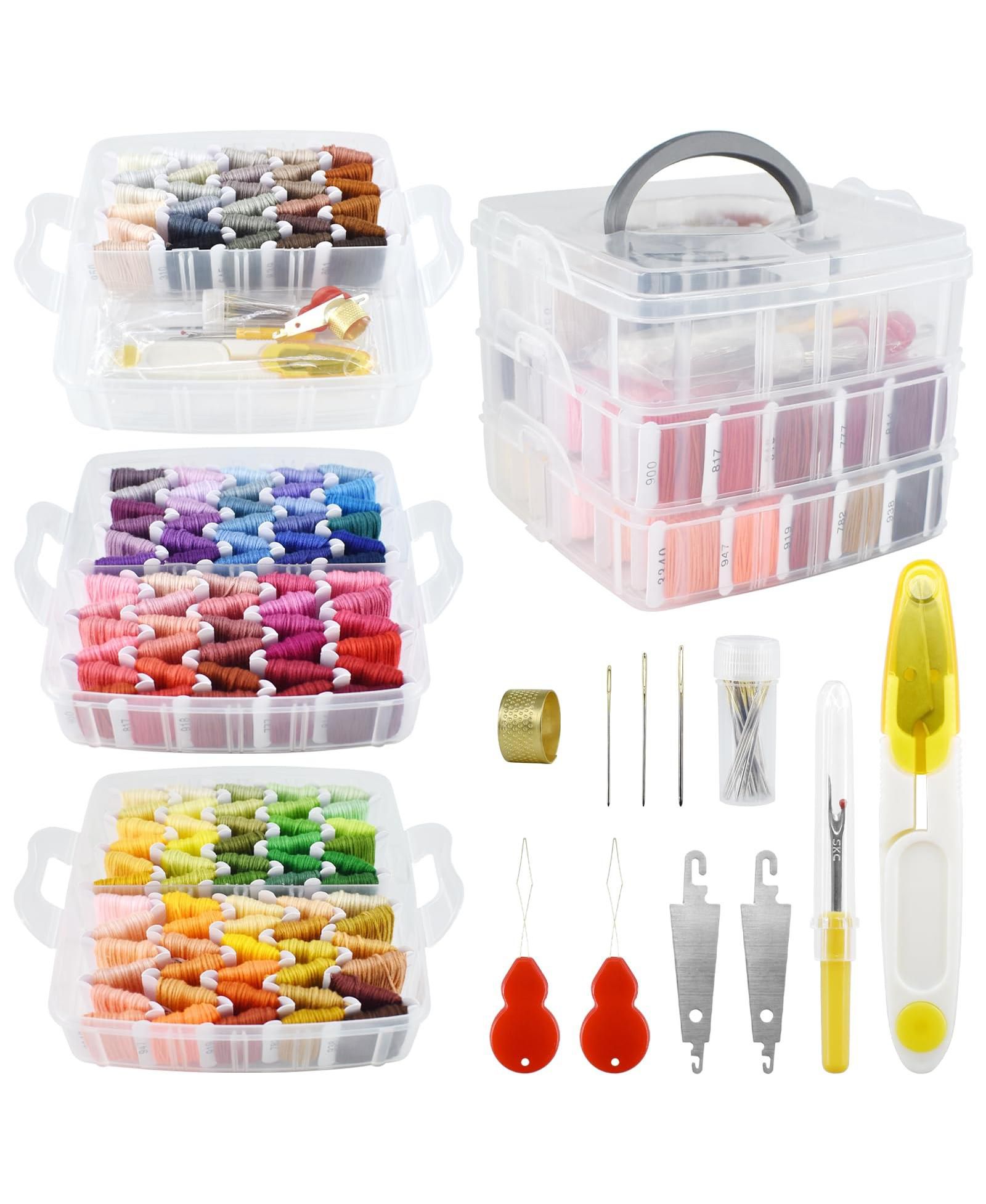 GNUADZ Embroidery Floss Kit Cross Stitch Thread Bracelet String DIY Crafts Tools Organizer Box