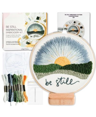 GNUADZ Embroidery Kit Beginners Adults Hoop Thread Be Still