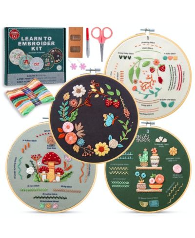 Набор для вышивания GNUADZ 4-piece Embroidery Kit Beginners Simple Patterns 31 Stitches