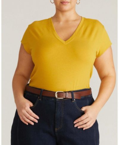 Футболка Universal Standard Plus Size Ashley V Neck Cap Sleeve