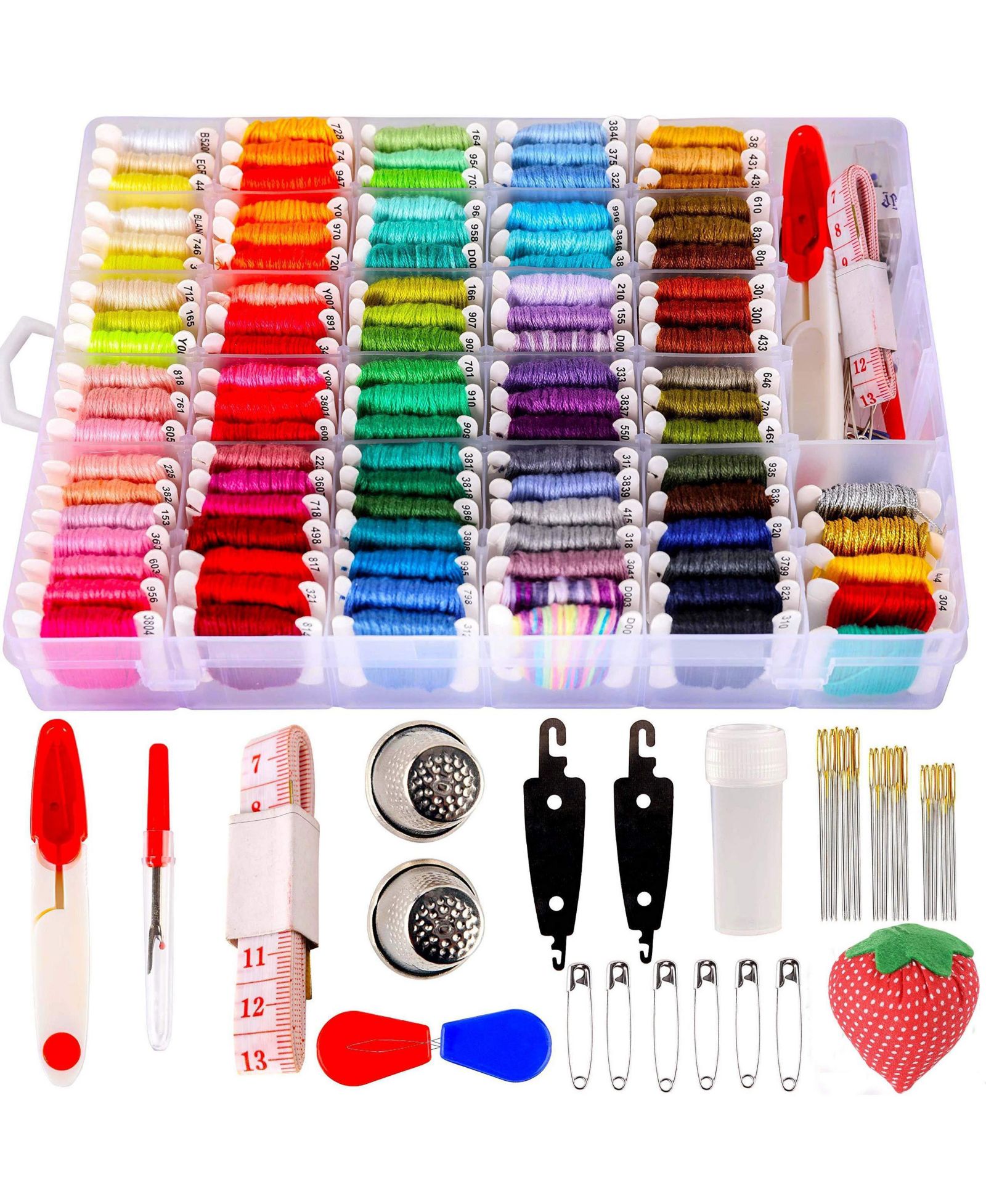 GNUADZ 200pieces  Embroidery Floss Kit Friendship Bracelet String Organizer Box Cross Stitch Thread Christmas Gift