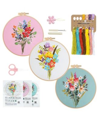 Набор для вышивания GNUADZ Flower Pattern DIY Hand Practice Hoop Floss