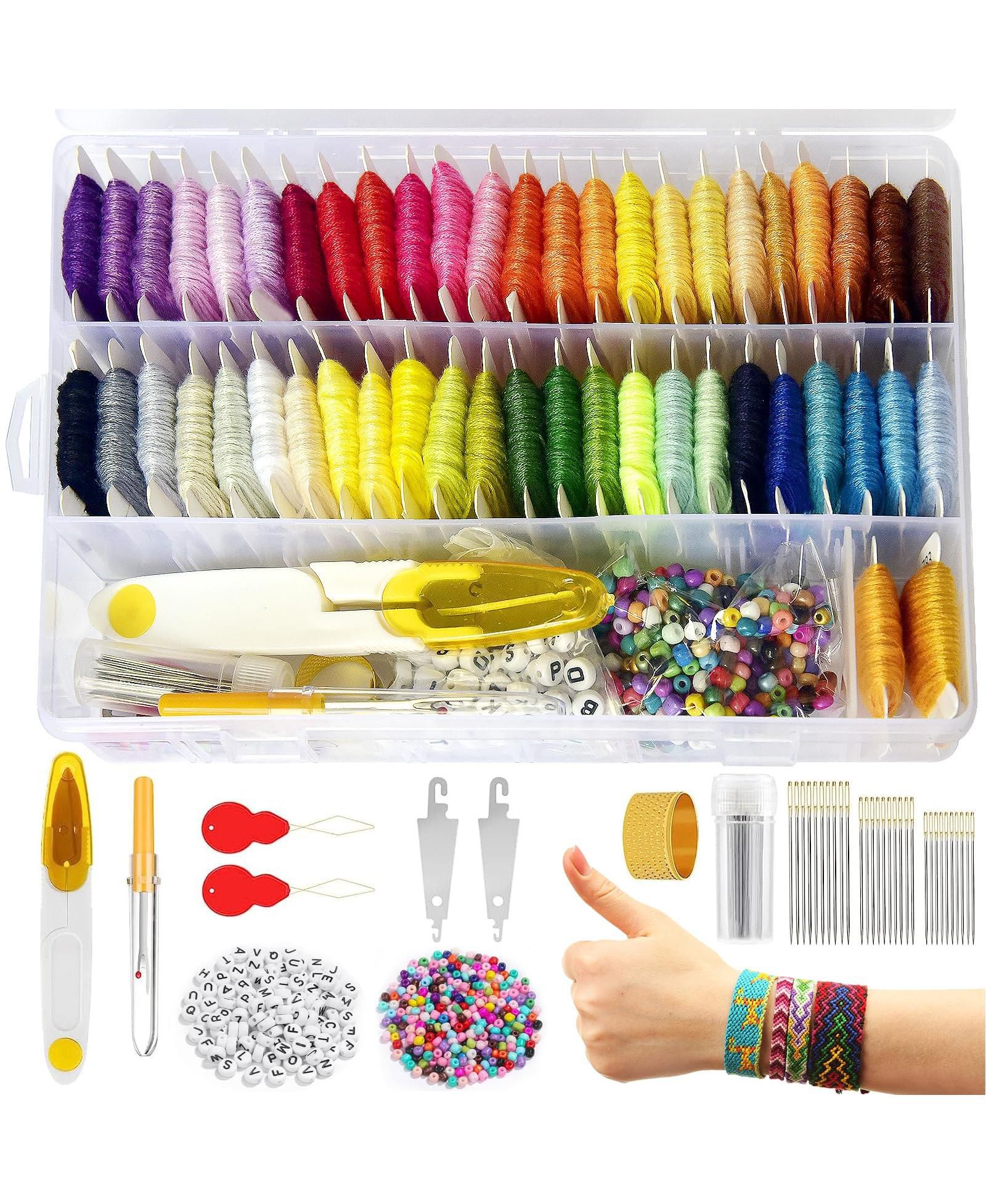 GNUADZ 400plus pieces  Friendship Bracelet Kit Embroidery Floss Beads Tools