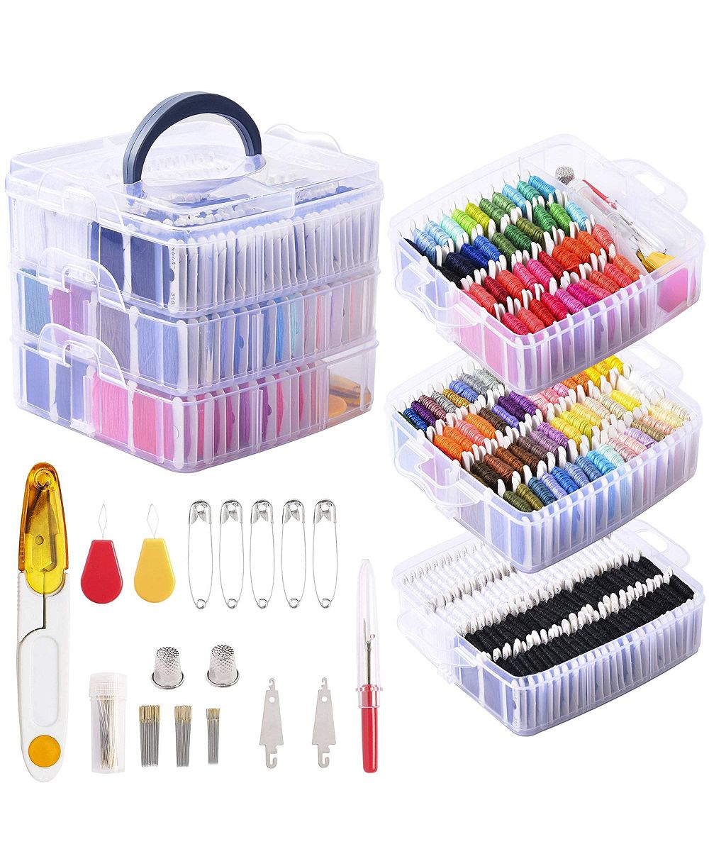 GNUADZ 201 Pack Embroidery Floss Kit Organizer Box Friendship Bracelets DIY Craft Gift