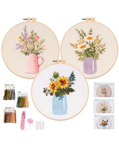 Набор для вышивания GNUADZ Floral Pitcher Sunflower Wildflower