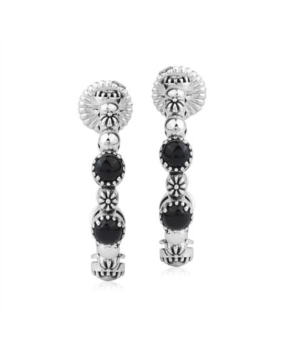 American West Jewelry Серьги-кольца Concha из стерлингового серебра с агатом 1 Inch