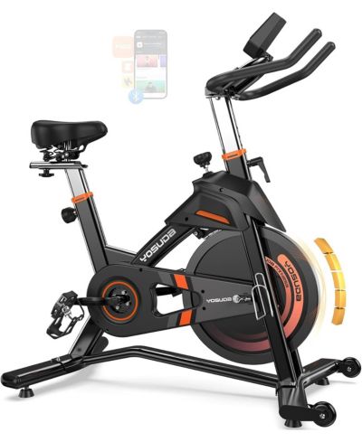 Велотренажер FED FITNESS Light Commercial, 50LB Flywheel, 100-Level Magnetic Resistance, 400LB Capacity, Bluetooth, 20dB Quiet