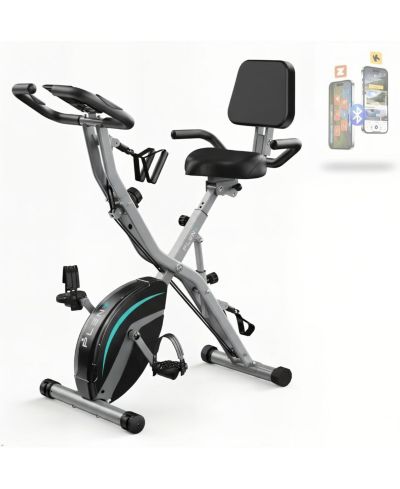 FED FITNESS 5-in-1 Magnetic Folding Exercise X-Bike, 6.6LB Flywheel, 330LB Weight Capacity, Back Support Cushion, LCD Monitor и Resistance Bands