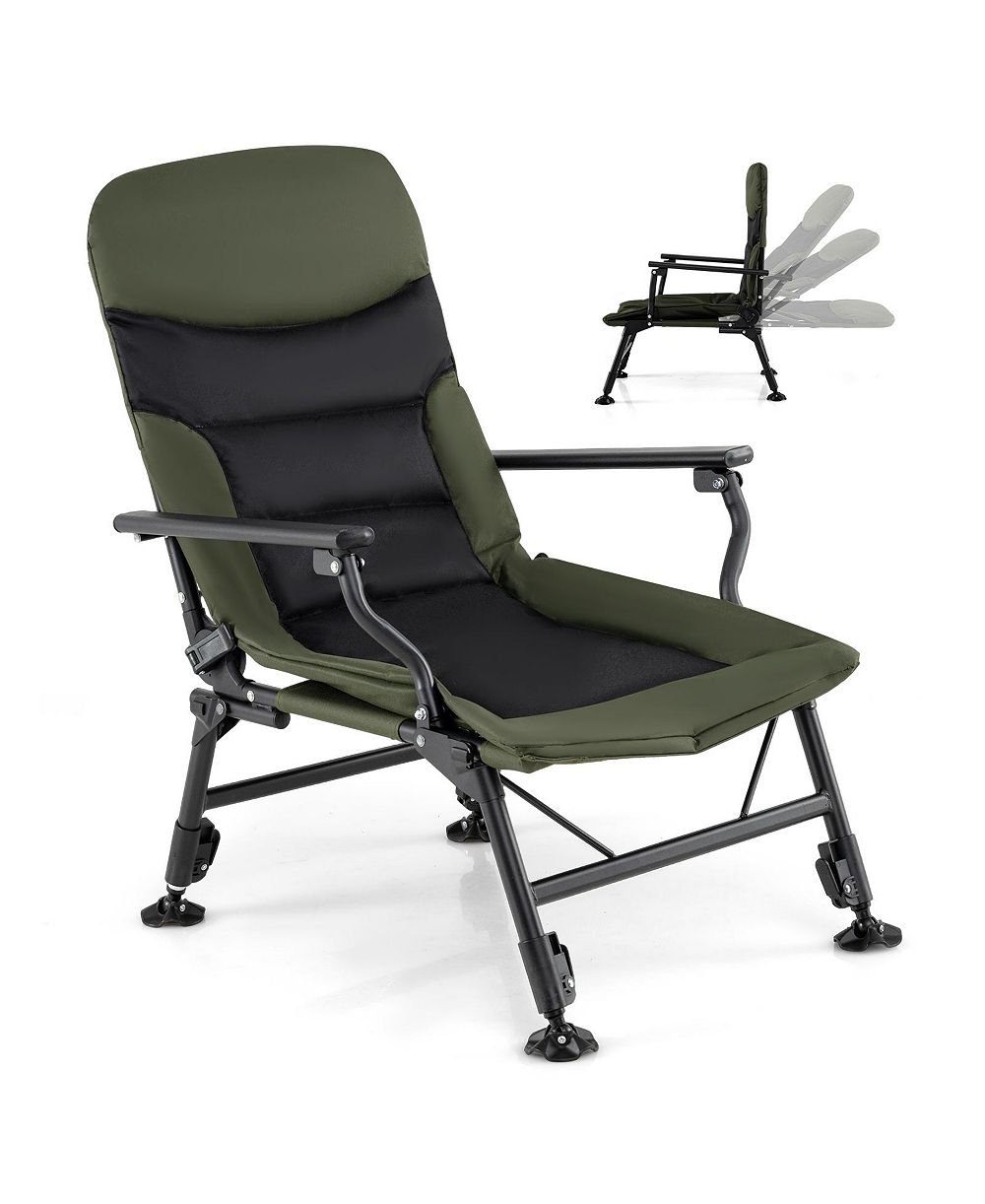 GOUUN Oversized Foldable Fishing Chair for Adults with Padded Armrests, Cup Holder and Carry Bag