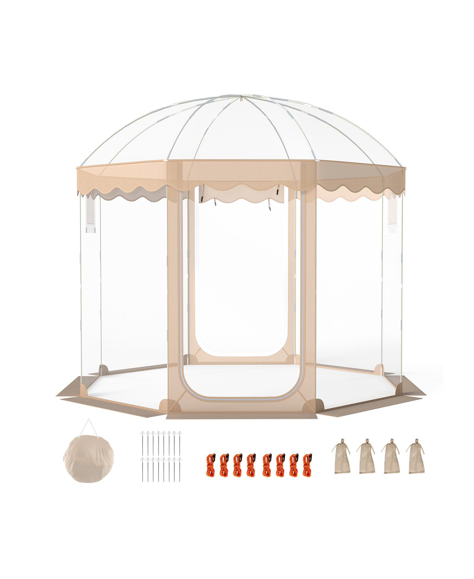 Прозрачный пузырьковый шатер GOUUN Pop Up Clear Bubble Tent 10x10 ft для 8-10 человек, 540-градусный панорамный PVC Weatherproof Pod