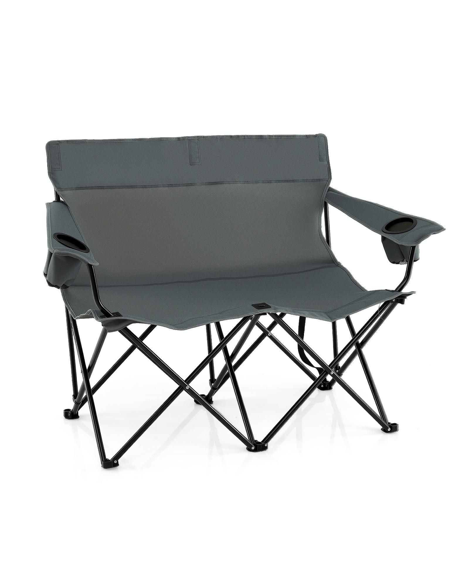 GOUUN 2-Person Double Camping Chair, Outdoor Folding Loveseat with Cup Holders and Carrying Bag