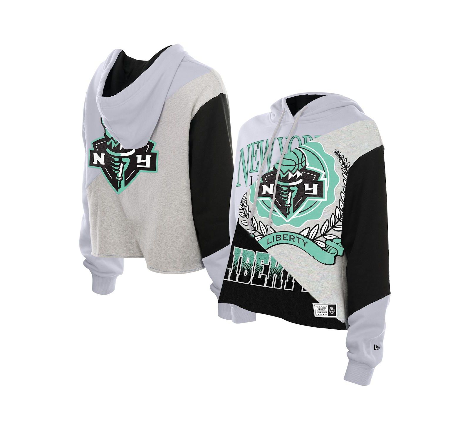 New Era Women's New York Liberty Color Block Cropped Boxy Hoodie