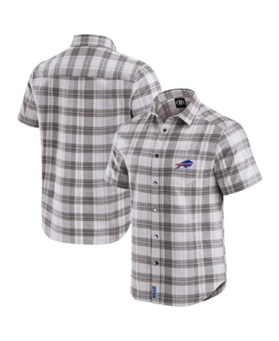 Fanatics Men's Gray Buffalo Bills Team Plaid Short Sleeve Full-Snap Shirt
