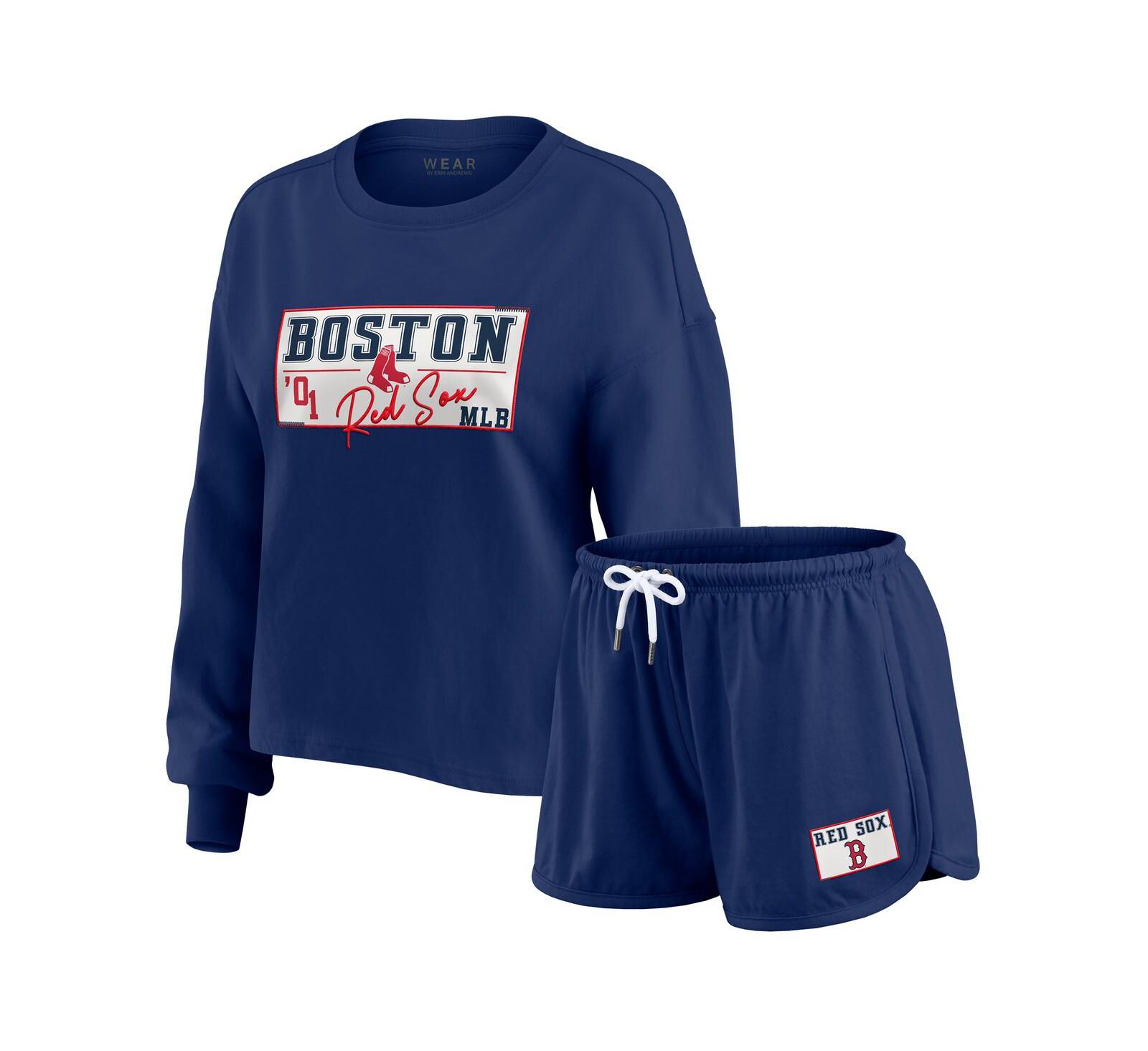 Комплект WEAR by Erin Andrews Women's Navy Boston Red Sox Rugby Jersey и шорты