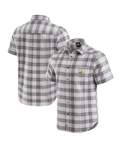 Рубашка Fanatics Men's Gray Minnesota Vikings Team Plaid Short Sleeve Full-Snap