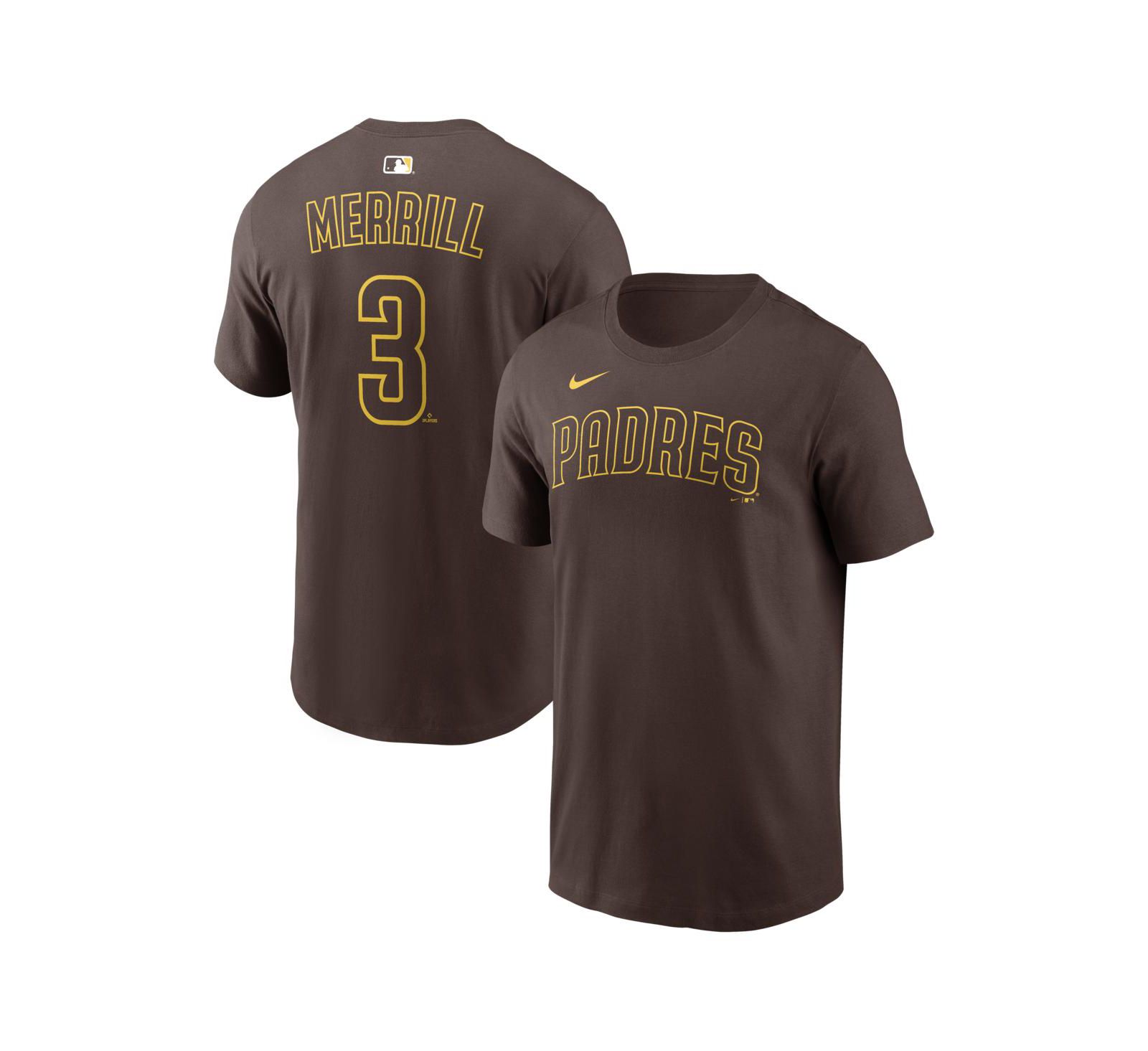 Nike Men's Jackson Merrill Brown San Diego Padres Home Name & Number T-Shirt