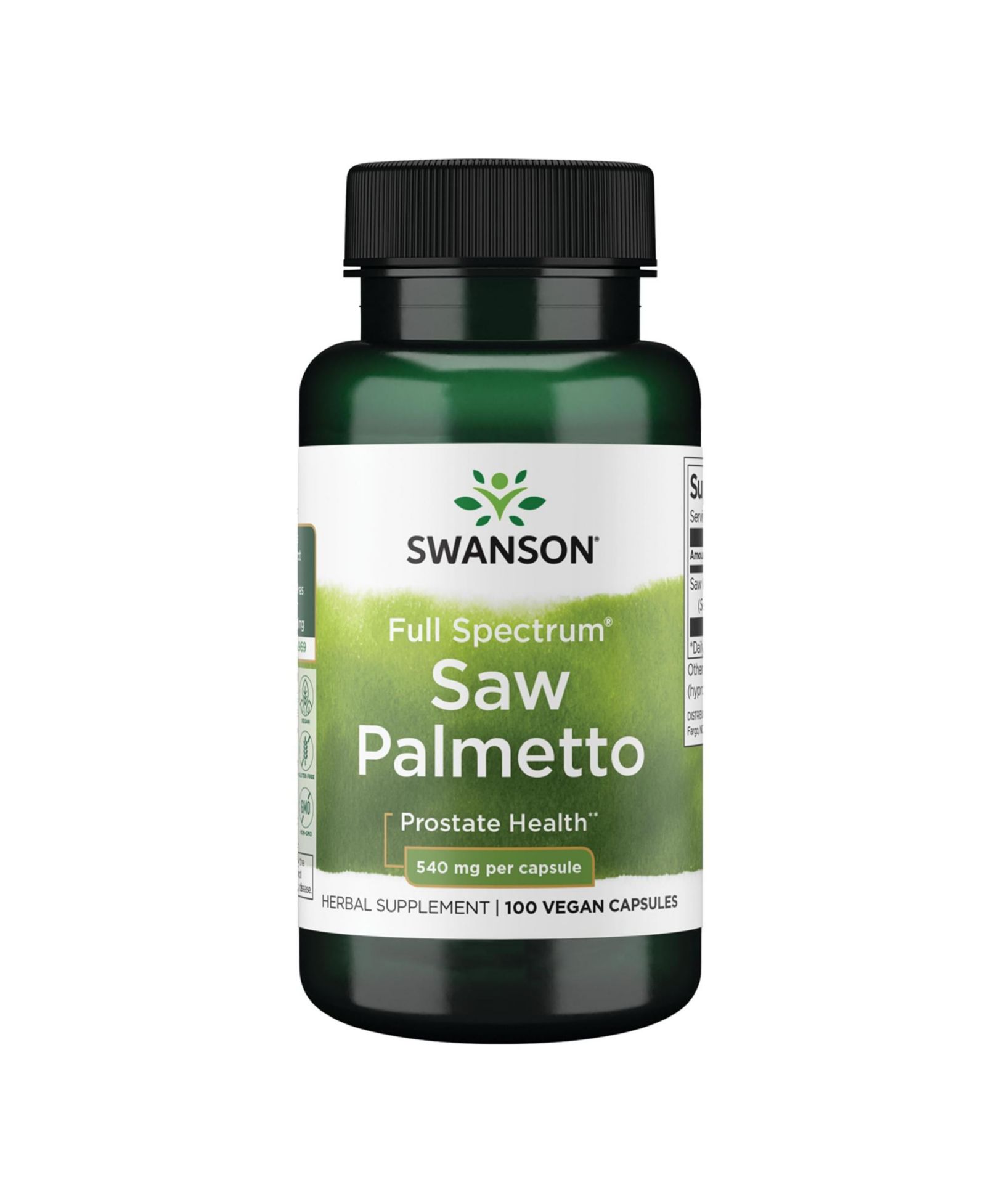 Пищевая добавка Swanson Saw Palmetto для здоровья простаты, волос и мочевыводящих путей, 540 mg, 100 капсул
