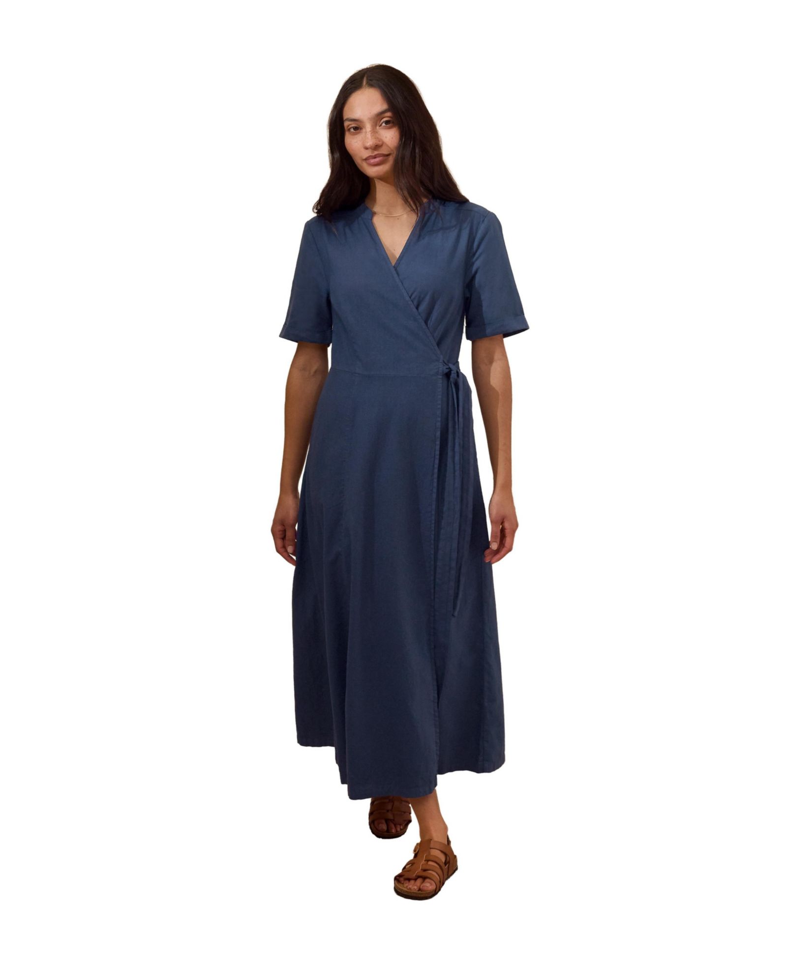 Celtic & Co. Women's Luxurious Linen Wrap Midi Dress
