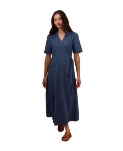 Celtic & Co. Women's Luxurious Linen Wrap Midi Dress