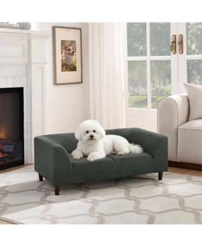 Clihome Dog Sofa with Arms and Backrest, Modern Pet Bed for Small/Medium Dogs