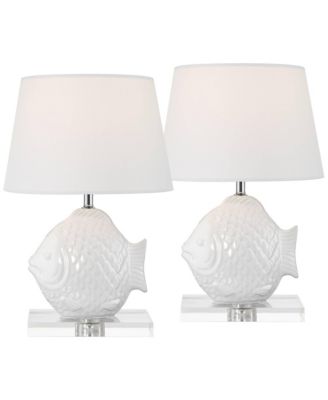 360 Lighting Finely 13 1/2"H Tropical Fish Ceramic Lamp Set of 2